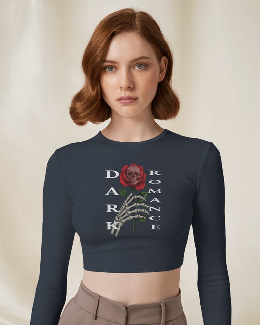 Langarm Crop Top „Deadly Bloom“ – Dark Romance Fashion