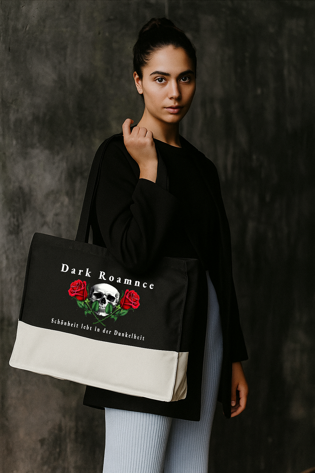 Skull & Roses große Tragetasche - EarthAware® organic contrast shopper