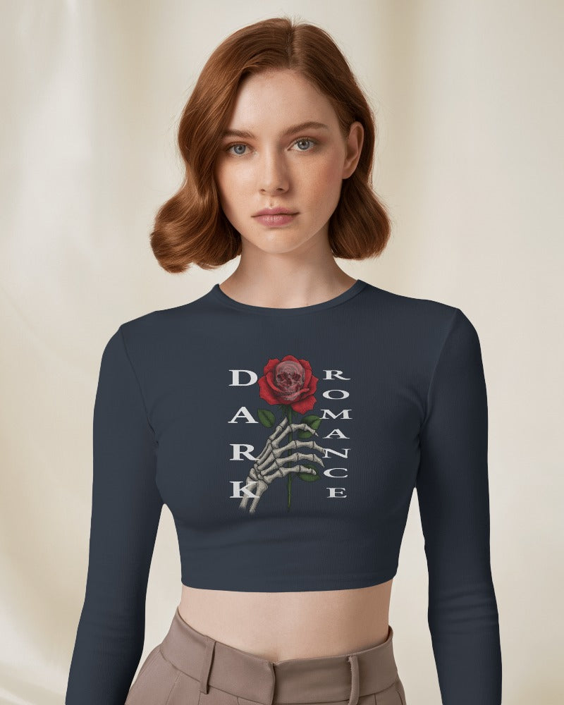 Langarm Crop Top „Deadly Bloom“ – Dark Romance Fashion