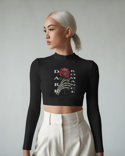 Langarm Crop Top „Deadly Bloom“ – Dark Romance Fashion