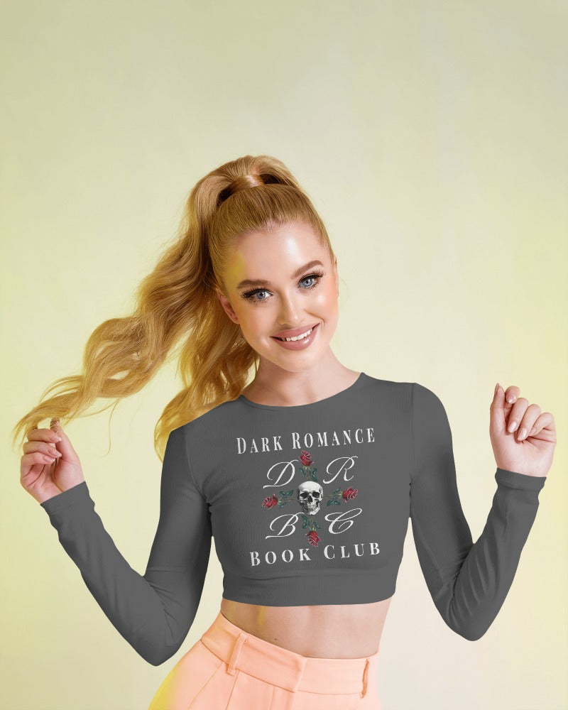 Langarm Crop Top „Rosenkreuz der Nacht“ – Dark Romance Book Club